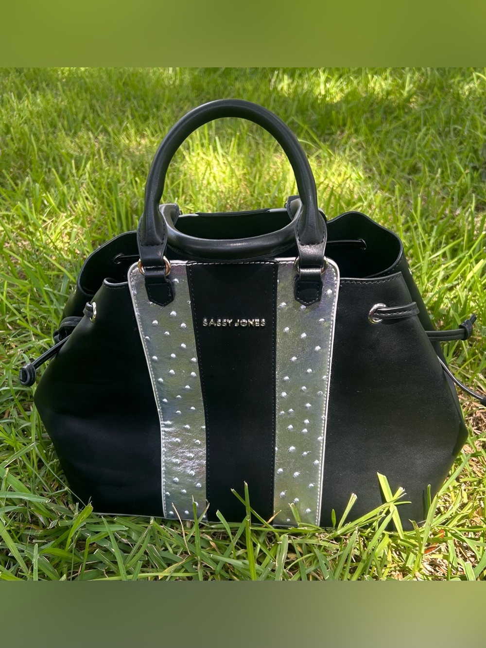 Sassy Jones Lori Tote Black and Silver